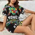 thumbnail image 4 of Fotbe I Love With Autism Conjunto de Pijama Estampado para Mujer, 2 Piezas, Ropa de Dormir con Camiseta de Manga Corta y Shorts Suaves-Large, 4 of 6