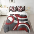 thumbnail image 2 of Erosebridal Geometric Circle Line Bedding Sets Queen Size, Gray Red Abstract Aesthetic Comforter Sets with Sheets Lightweight 7 Pieces, 2 of 5