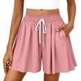 thumbnail image 2 of Womens Flowy High Waisted Shorts Loose Fit Drawstring Casual Summer Shorts with Side Pockets Gray S, 2 of 4
