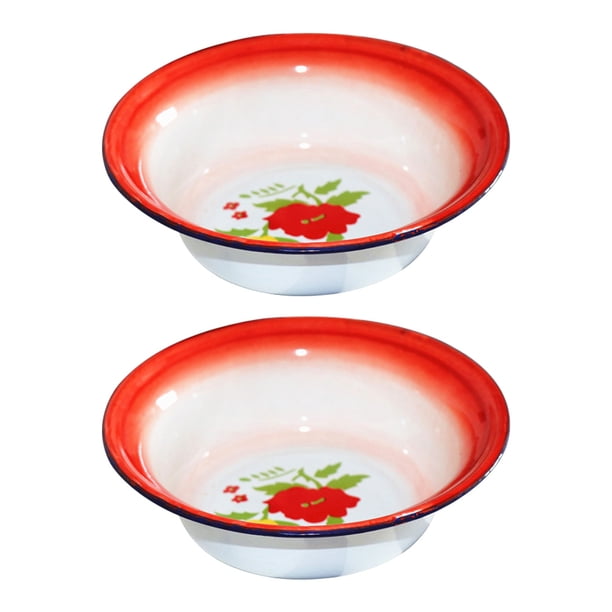 EeaseMX 2 cuencos de sopa esmaltados vintage, cuencos gruesos para sopa, vajilla esmaltada para el hogar