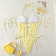 thumbnail image 6 of HOMBOM Womens Swimsuit Two Piece Swimwear Crop Top High Waisted Yellow Bikini Bathing Suit for Women, 6 of 7