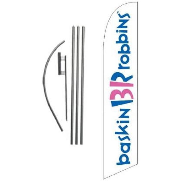 Baskin Robbins BR Advertising Feather Banner Swooper Flag Sign with Flag Pole Kit and Ground Stake