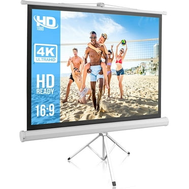 Pyle Portable Projector Screen Tripod Stand - Mobile Projection Screen, & Easy Pull Assemble System