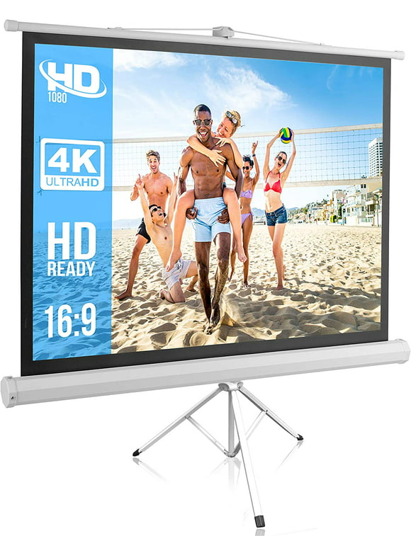 Pyle Portable Projector Screen Tripod Stand - Mobile Projection Screen, & Easy Pull Assemble System