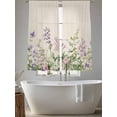 thumbnail image 6 of Flowers Lavender Semi Sheer Curtains 72 Inch Length 2 Panels Set, Retro Cottagecore Blooms Green Leaf Sheer Kitchen Curtain Privacy Voile Window Curtain for Living Room Bedroom Rod Pocket Drapes, 6 of 7