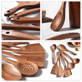 thumbnail image 2 of SUGIFT 13-Piece Wooden Cooking Utensils Brown, Kitchen Utensil Set with Holder, Spoon Rest, and Hanging Hooks, 2 of 7