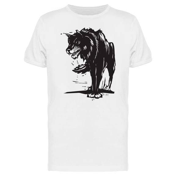 Menacing Big Wolf B&W Tee Men's -Image by Shutterstock