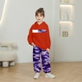 thumbnail image 3 of Tfken Outfits Sets For Children Girls Hooded Long Sleeve Athleisure Sweatshirt Pant Camouflage Print Outdoor Clothing Sets Red Size 7-8 Years, 3 of 4