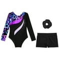 thumbnail image 3 of TiaoBug Kids Girls Gymnastics Leotards with Shorts Ballet Dancewear Unitards Starry Black 6, 3 of 5