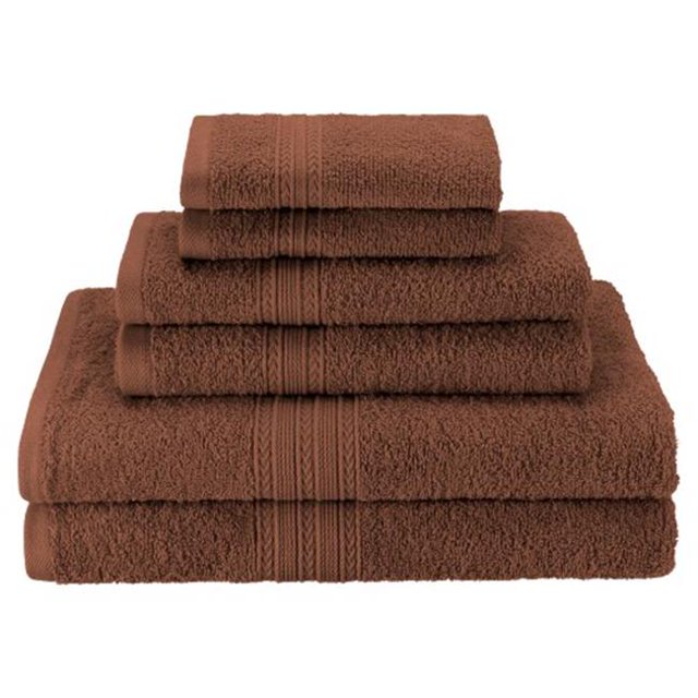 Superior EF-HAND BR Eco-Friendly 100 Percent Ringspun Cotton Hand Towel Set - Brown, 6 Pieces