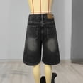 thumbnail image 5 of Quixlent Women's Bermuda Jean Shorts High Waisted Knee Length Baggy Jorts Wide Leg Loose Denim Shorts with Pockets, 5 of 7