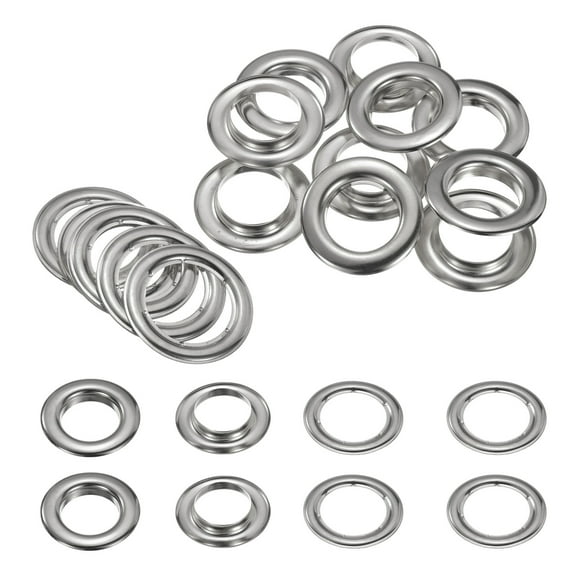 Uxcell 10Set Grommets Eyelets 30mm 1-1/6 Inch Brass Eyelets Kit with Washers for Fabric Curtain Tarps Leather Belt Shoes Bag DIY, Silver