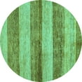 thumbnail image 1 of Ahgly Company Machine Washable Indoor Round Abstract Turquoise Blue Modern Area Rugs, 3' Round, 1 of 4