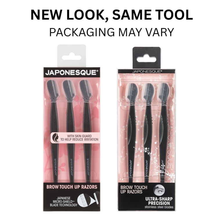 Japonesque Brow Touch Up Razors, Stainless Steel, Storage Cover