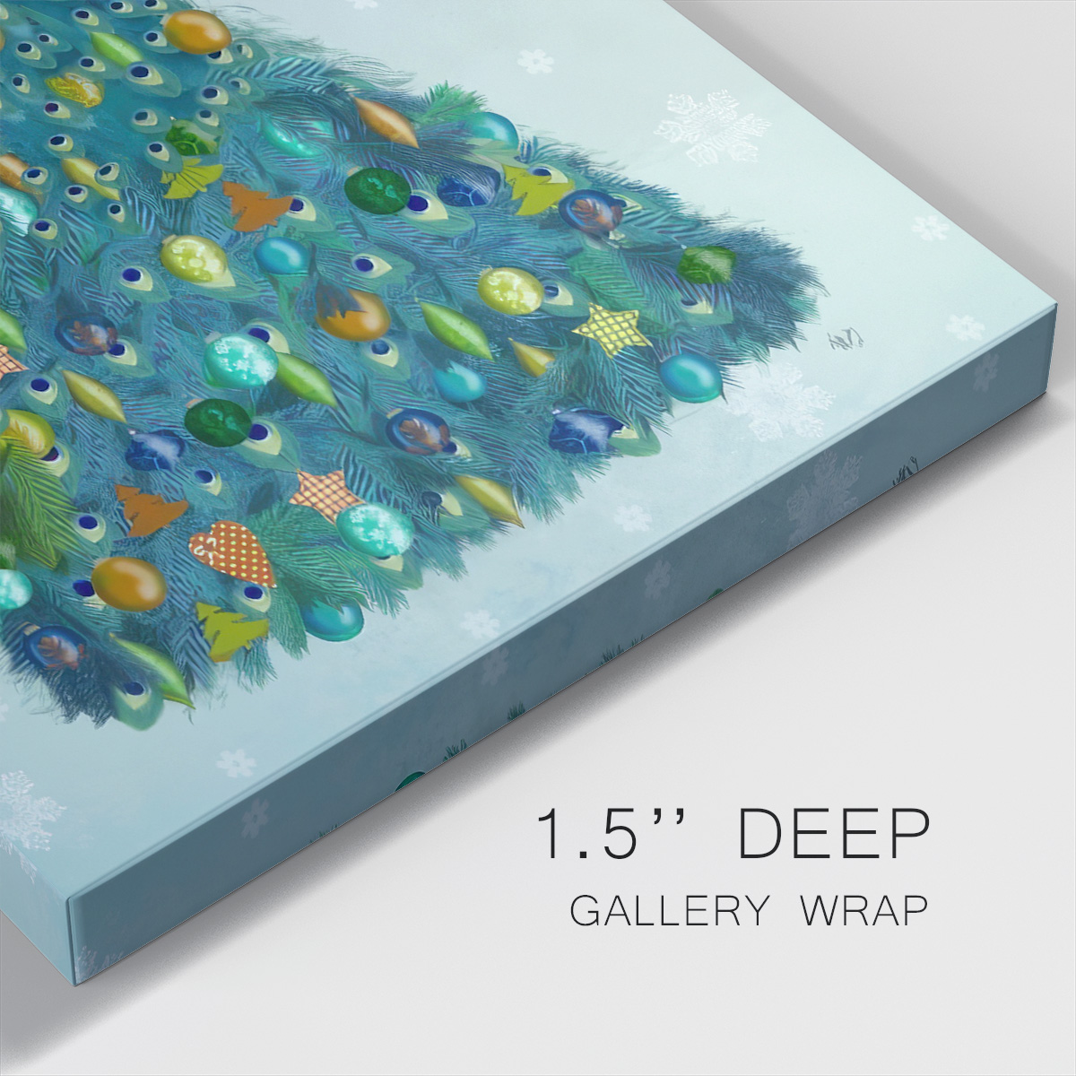 Christmas Peacock Christmas Tree- Gallery Wrapped Canvas