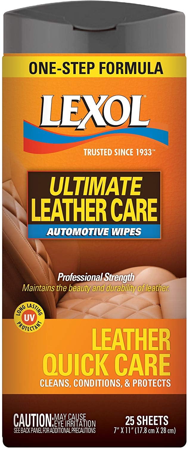 Lexol E300883100 Leather Quick Care Canister Wipes, 25 Sheets