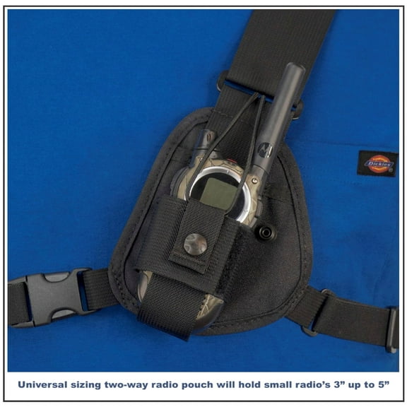 HOLSTERGUY RCH-103 Chest Harness Shoulder Radio Holster Pack with Adjustable Depth Pouch for small Motorola Talk About Two-Way Radios and Walkie Talkies. Made in USA