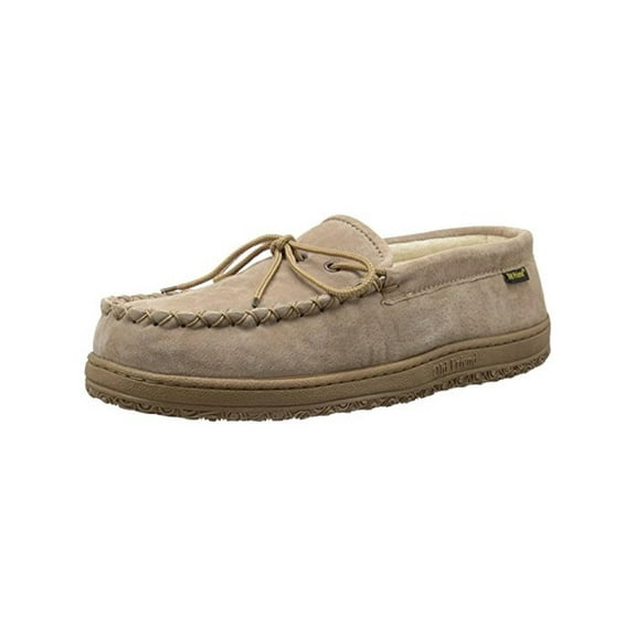Old Friend Mens Suede Terry Cloth Moccasin Slippers Tan 10 Medium (D)