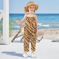 thumbnail image 5 of Girls' Jumpsuits Rompers Summer Casual Sleeveless Rompers With Pockets Spaghetti Strap Romper Tiger Stripes Pattern 1T, 5 of 7