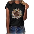 thumbnail image 2 of Pntutb Mujeres Casual Carta Impresión Mangas Cortas O-Cuello Camiseta Suelta Blusa tops Pntutb Pntutb-3383, 2 of 6