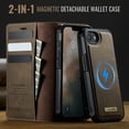 thumbnail image 2 of ELEHOLD Magnetic Detachable Wallet Case for iPhone 16e, Shockproof Faux Leather Stand RFID Card Slots Detachable Mag-Safe Magnetic Case Cover,Removable Back Shell,Coffee, 2 of 12
