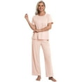 thumbnail image 5 of DAKIMOE Womens Pajama Sets Pajamas for Women Set Capri Sleepwear Short Sleeve Two-Piece Pjs Tops & Long Pants Casual Prints Lounge Sets for Women S-2XL, 5 of 8