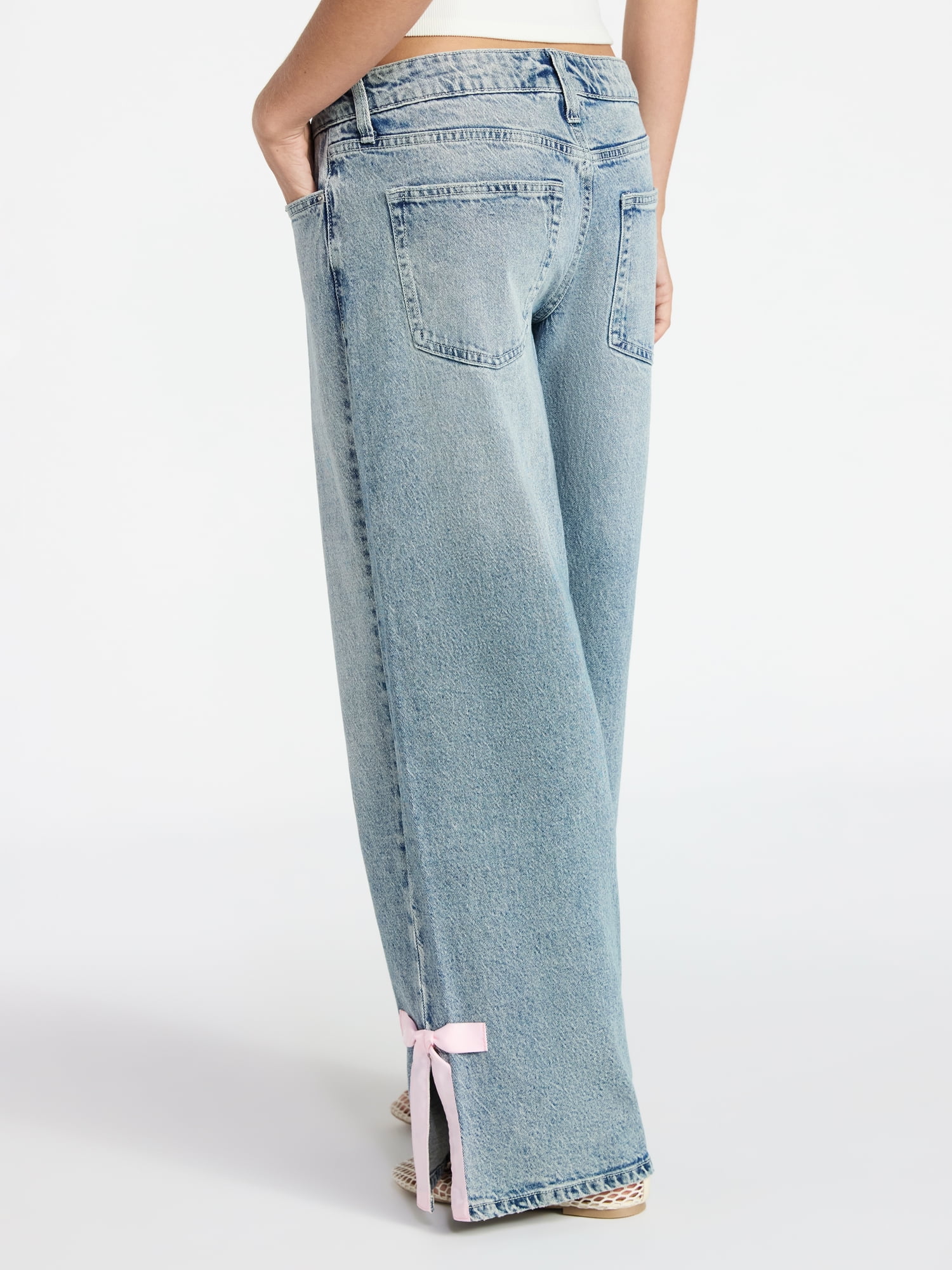 No Boundaries Baggy Jeans with Side Bow, Women’s 00-18