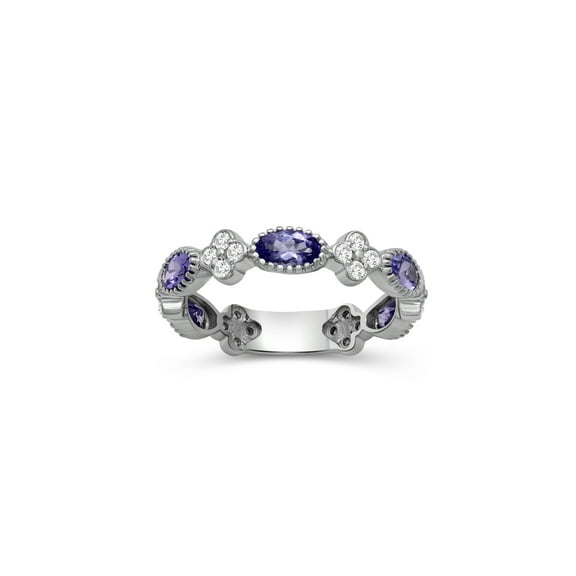 JEWELEXCESS 1 3/4 Carat T.G.W. Tanzanite and White Zircon Sterling Silver Ring