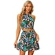 thumbnail image 1 of Conjunto de 2 piezas Allegra K Floral sin mangas con falda corta Azul oscuro XL, 1 of 5