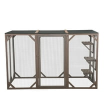 Topcobe Large Wooden Outdoor Cat Enclosure Catio Cage w/3 Platforms