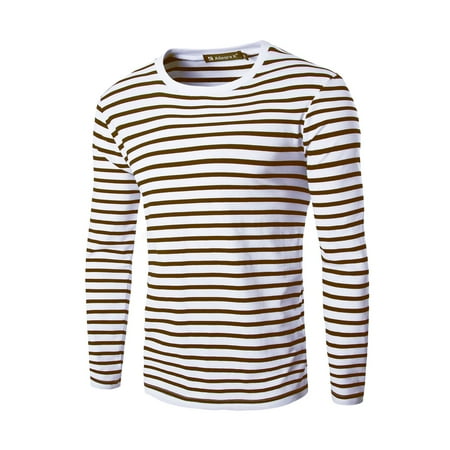 Men's Top Crew Neck Long Sleeve Striped T-shirt