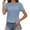Light Blue, variant on Vetement Femme ete 2025 Women's Round Neck Lace Trimmed Style Solid Short Sleeve T Shirt Workout Tee Shirts Women Workout Shirts Women Athletic Tops for Loose Fit Dark Shirt Cold Gear Womens XL