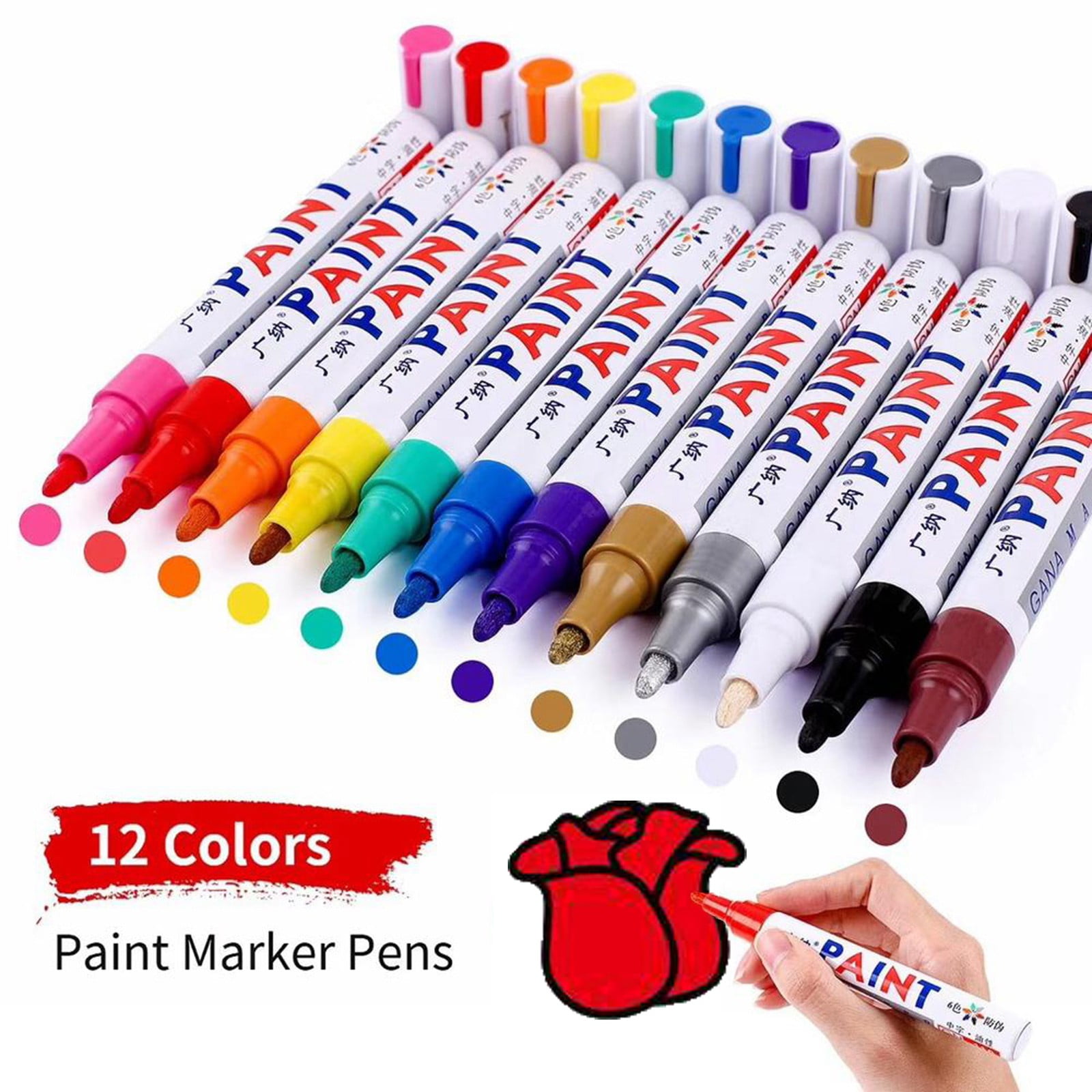 WGOUP Paint Colors Marker Pen Fine Paint Oil Based Art Pen Metal Glass Waterproof 15ml,Gold(Buy