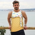 thumbnail image 6 of KLL White Ice Cream Print Men's Muscle Gym Workout Stringer Tank Tops Bodybuilding Fitness T-Shirts Tank Tops Men-X-Large, 6 of 7
