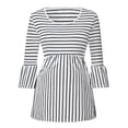 thumbnail image 2 of EGNMCR Blouse pour Enfants, Blouse et Chemise à Manches Longues à Col Rabattu Été Col Rond Manches 3/4 Imprimé à Rayures Grande Taille T-shirt Long Blouse pour Femmes Enceintes, 2 of 5