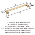 thumbnail image 6 of Amerock Lintel 8-13/16 inch (224mm) Center-to-Center Golden Champagne Cabinet Pull, 6 of 7