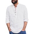 thumbnail image 2 of TAIAOJING Men's Casual Blouse Simple Solid Color Collar Loose Elegant Button Down Shirt, 2 of 5