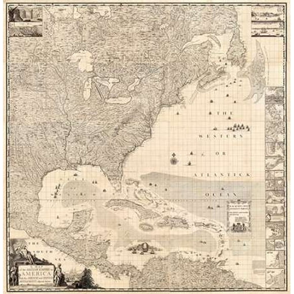 ComVintageite: British Empire in America, 1733 Poster Print by Henry Popple (24 x 24)