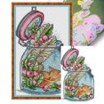 thumbnail image 1 of Hilo de bordar de algodón ecológico, Kit de punto de cruz con estampado de zorro de 14CT, obra de arte de 16x28cm, 1 of 9