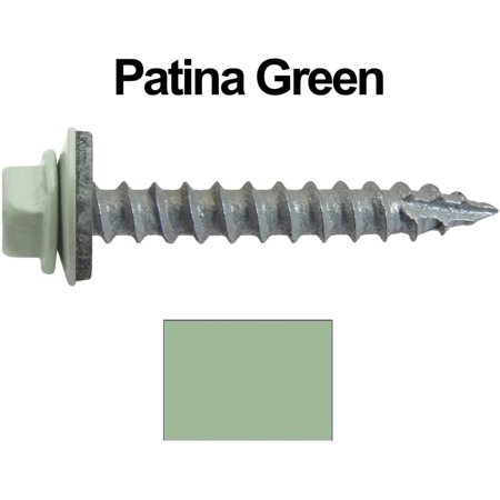 

Jake Sales Brand -14 x 1-1/2 Metal Roofing Screws ~250 - Hex Head - Typ 17 Tip - EPDM washer - PATINA GREEN