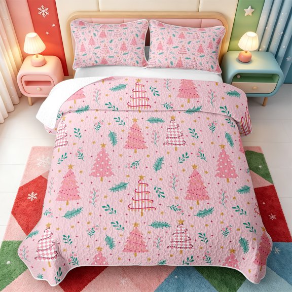Manfei Cute Animals Quilt Full,Christmas Print Full Bedspread Sets,3-Piece,1 Coverlet and 2 Pillowcases