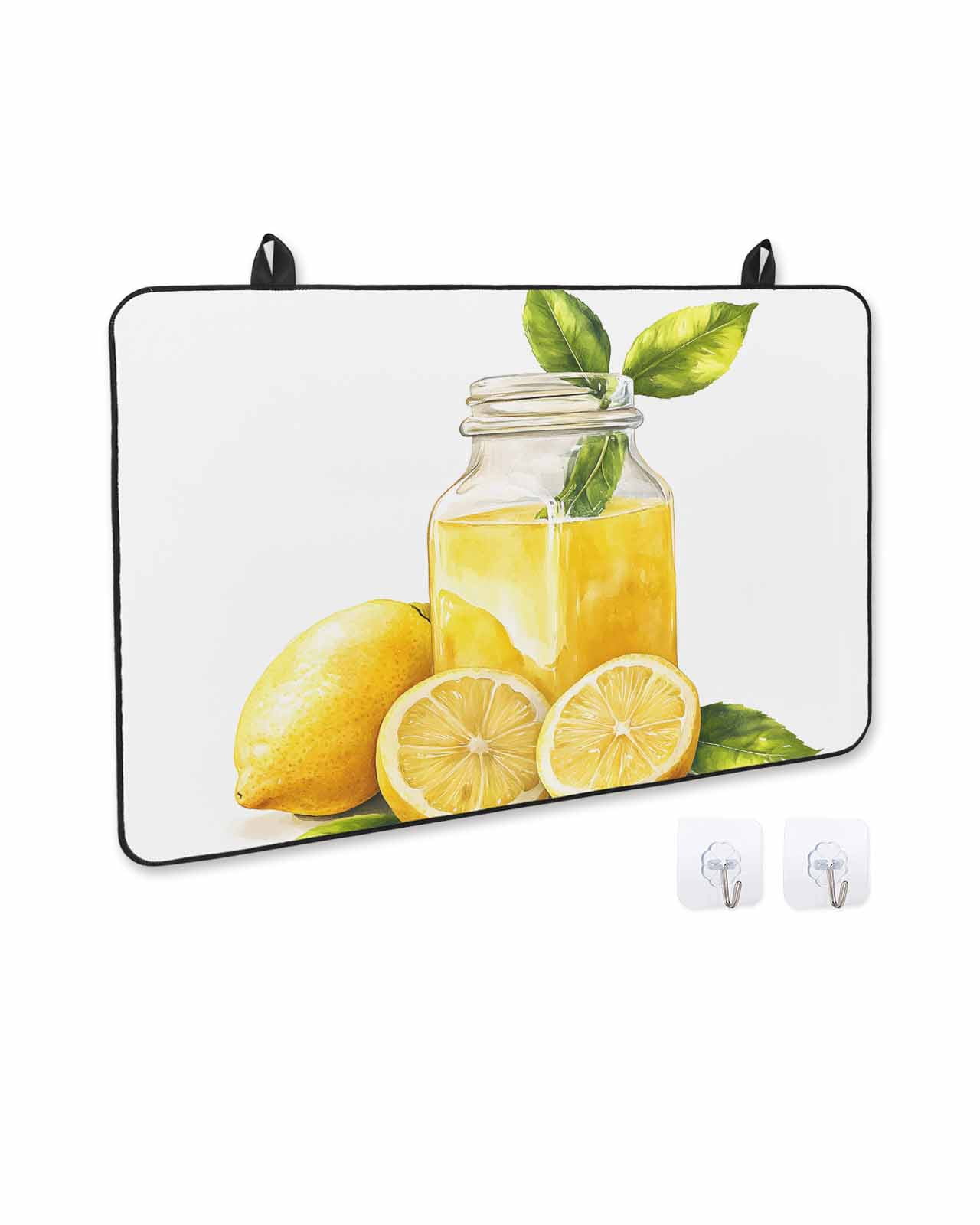 nqOlkjepod Large Induction Cooktop Protector Mat 36"x21", Summer Lemon Stove Top Covers for Electric Stove, Yellow Watercolor Pastel Country Retro Stove Burner Cover Mats, Glass Top Stove Cover