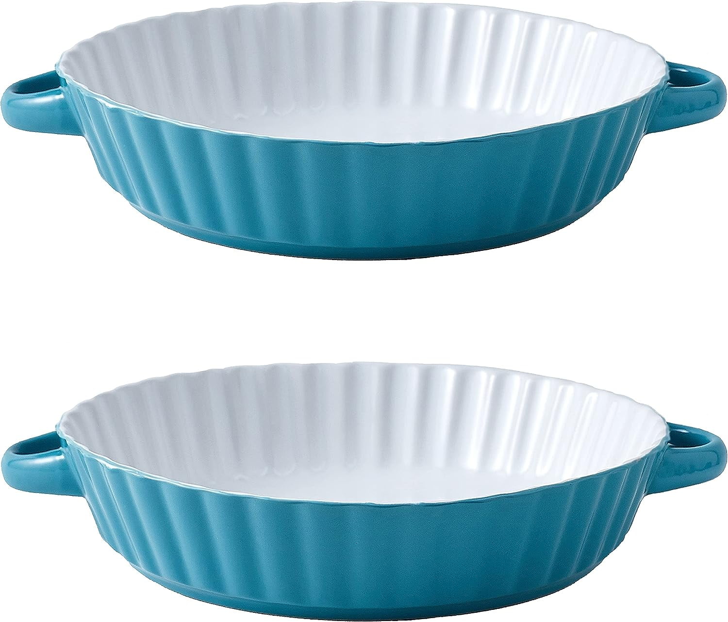 Bruntmor Set Of 2 Quiche Pan Ceramic Pie Pan 9.5 Inch Tart Pan Round