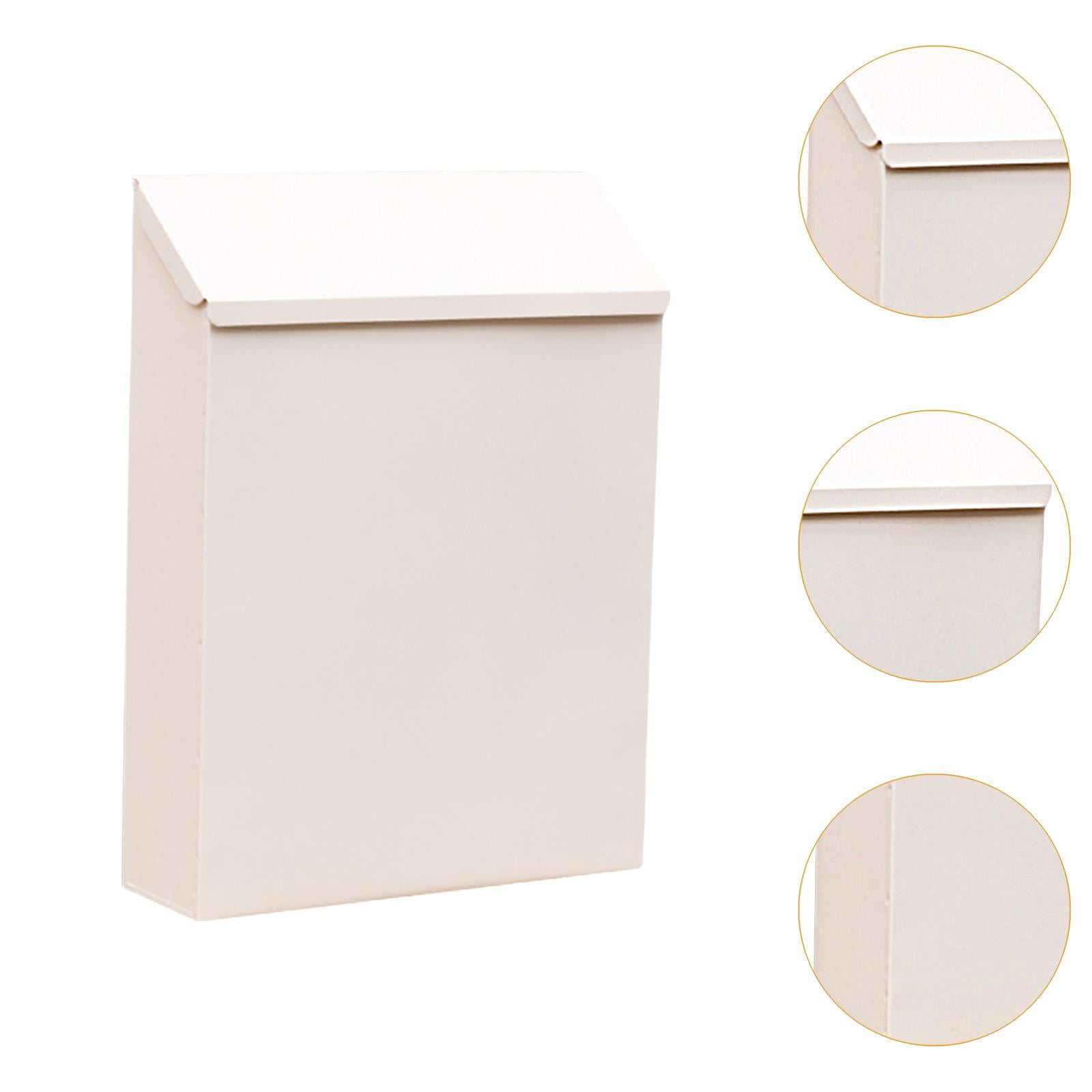 Fancyes Wall Mounted Mailbox Letter Sturdy Practical Decorative Drop Box Newspaper Holder Box for Outdoor Porch House Gate White