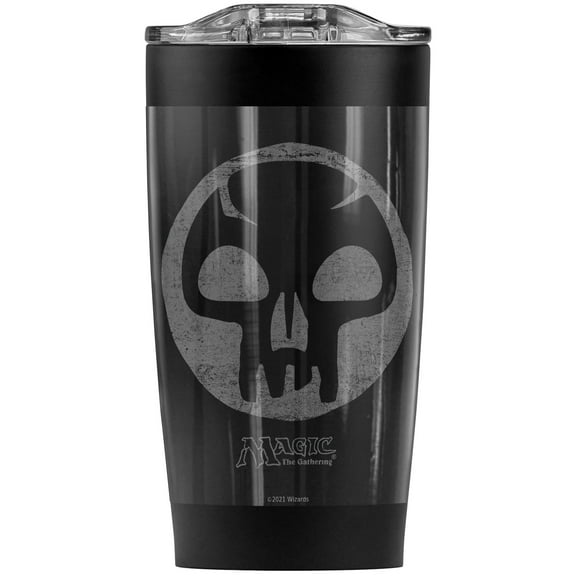 Magic The Gathering/Black Symbol Stainless Steel Tumbler 20 oz Coffee Travel Mug/Cup, Vacuum Insulated & Double Wall with Leakproof Sliding Lid | Great for Hot Drinks and Cold Beverages