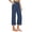 Navy Blue, variant on JUUNthy Womens Capri Pants, Straight Leg Cotton Linen High Waisted Loose Fit Casual Pants with Pockets Beige M