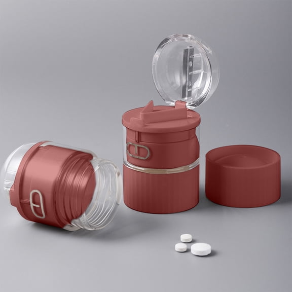 EQWLJWE Pill Cutter Splitter with Dispenser, Pill Cutter for Small or Large Pills, Crushes Pills, Vitamins, Tablets, Stainless Steel Blade, Removable Drinking Cup