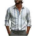 thumbnail image 2 of Ceisia Men's Red-Blue Wave Print Shirt | Stretchy Slim Long-Sleeve Turndown Collar Casual Top Gift, 2 of 5