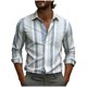 thumbnail image 5 of Ceisia Men's Red-Blue Wave Print Shirt | Stretchy Slim Long-Sleeve Turndown Collar Casual Top Gift, 5 of 5