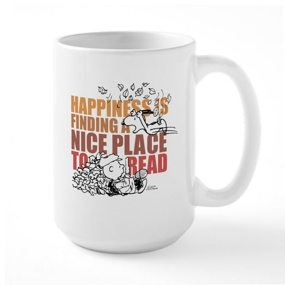CafePress - Peanuts Happiness Thanksgiving Dinner Large Mug - 15 oz Ceramic Large White Novelty Mug